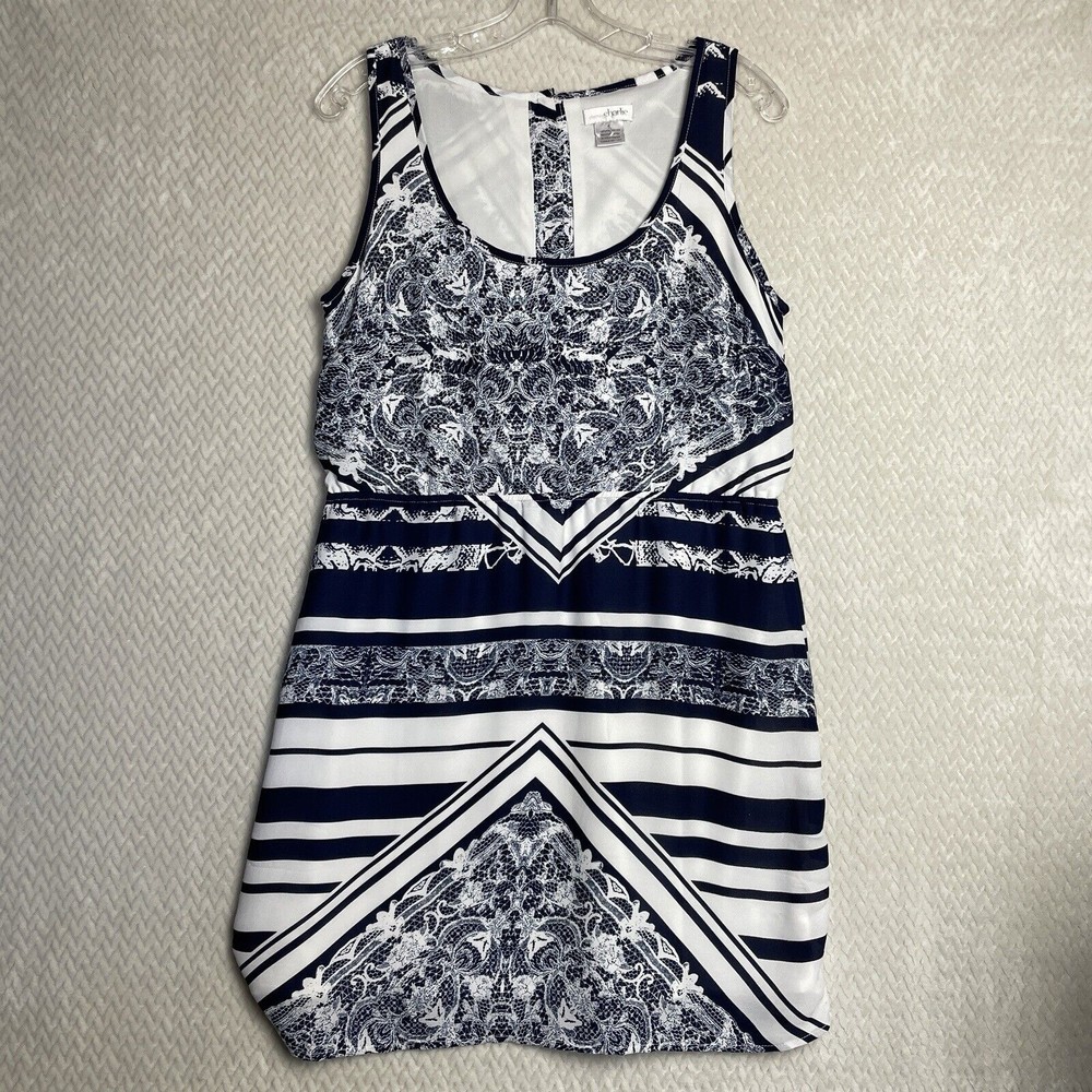 Charming Charlie Sleeveless Blue White Dress Size Small